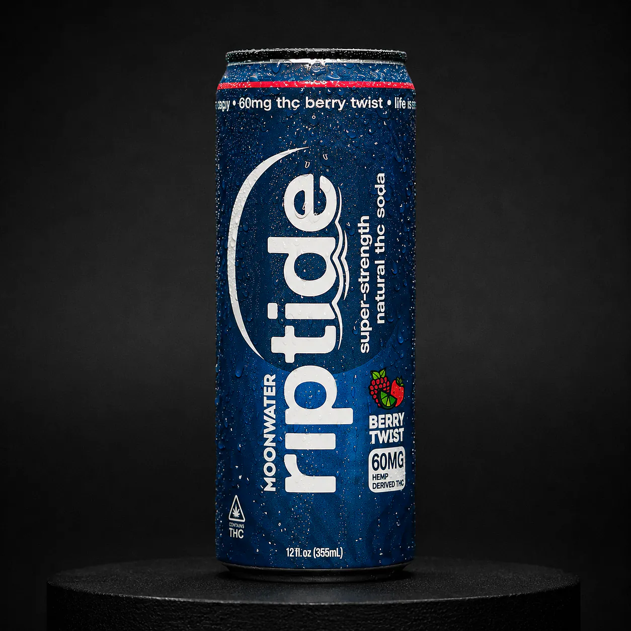 Moonwater Riptide Berry Twist — Super-strength Natural THC Soda, 60mg Hemp-Derived THC